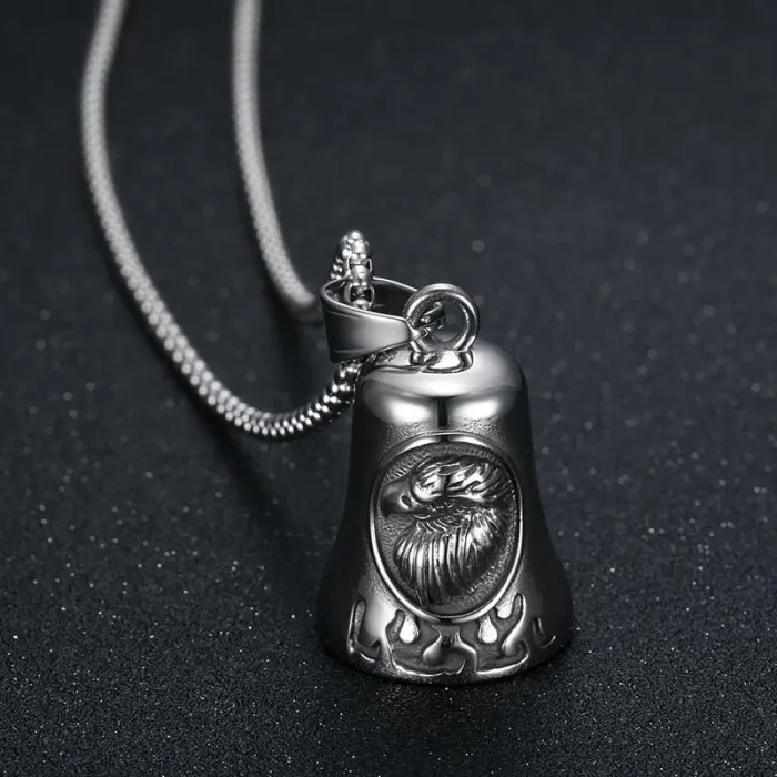 Wholesale Eagle Bell Pendant – Bulk Polished Stainless Steel Biker Necklace with Vintage Finish at Factory Price