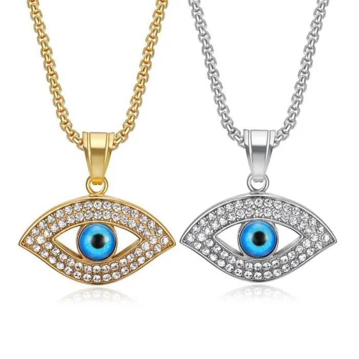 Wholesale Evil Eye Pendant Necklace – Bulk Gold-Plated Stainless Steel Hip Hop Jewelry with CZ at Factory Price