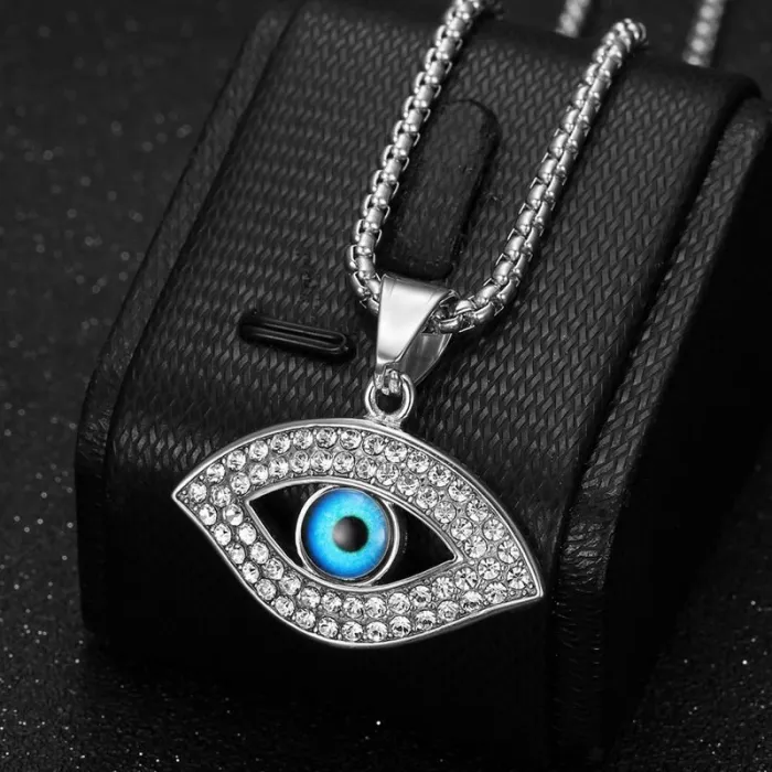 Wholesale Evil Eye Pendant Necklace – Bulk Gold-Plated Stainless Steel Hip Hop Jewelry with CZ at Factory Price