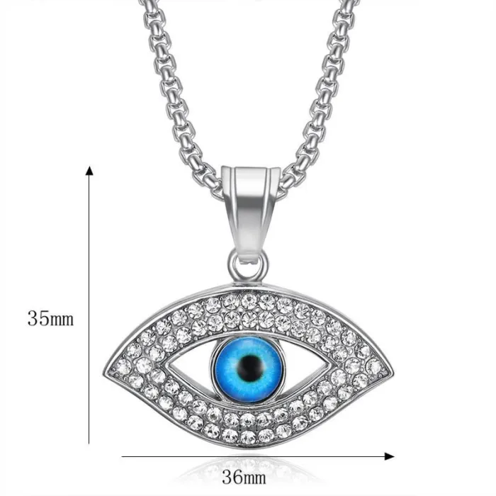 Wholesale Evil Eye Pendant Necklace – Bulk Gold-Plated Stainless Steel Hip Hop Jewelry with CZ at Factory Price