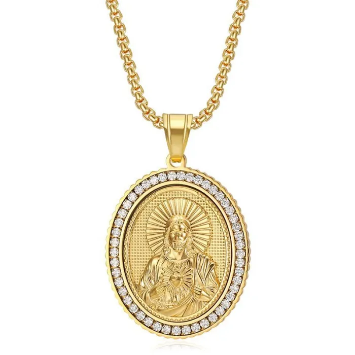 Wholesale Jehovah Pendant Necklace – Bulk Gold-Plated Stainless Steel Hip Hop Jewelry with CZ at Factory Price