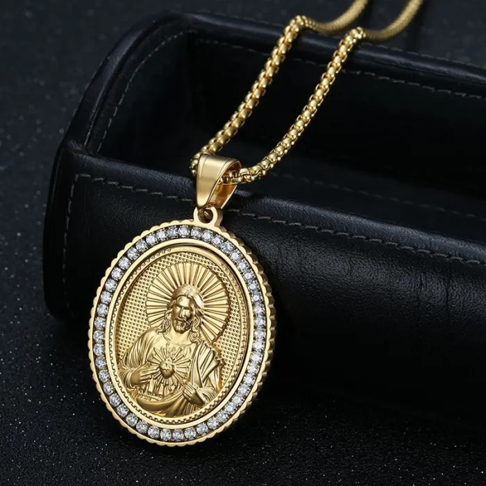 Wholesale Jehovah Pendant Necklace – Bulk Gold-Plated Stainless Steel Hip Hop Jewelry with CZ at Factory Price