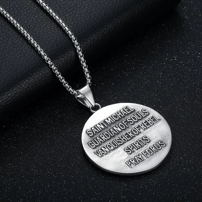 Wholesale St. Michael Pendant Necklace – Bulk Titanium Steel Punk Hip Hop Jewelry for Men and Women at Factory Price