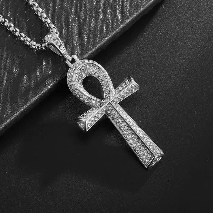 Wholesale Ankh Pendant Necklace – Bulk 316L Stainless Steel Gold-Plated Jewelry with CZ at Factory Price