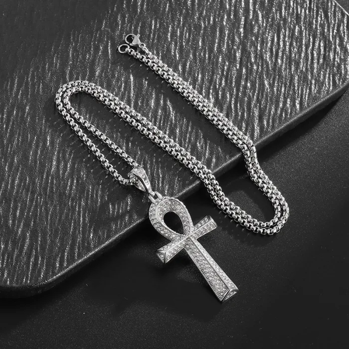 Wholesale Ankh Pendant Necklace – Bulk 316L Stainless Steel Gold-Plated Jewelry with CZ at Factory Price