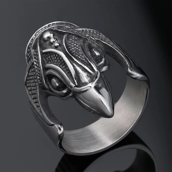 Factory Price Viking Raven Eagle Ring for Men – Retro Stainless Steel Norse Animal Signet Ring | Bulk Nordic Style Jewelry Supplier