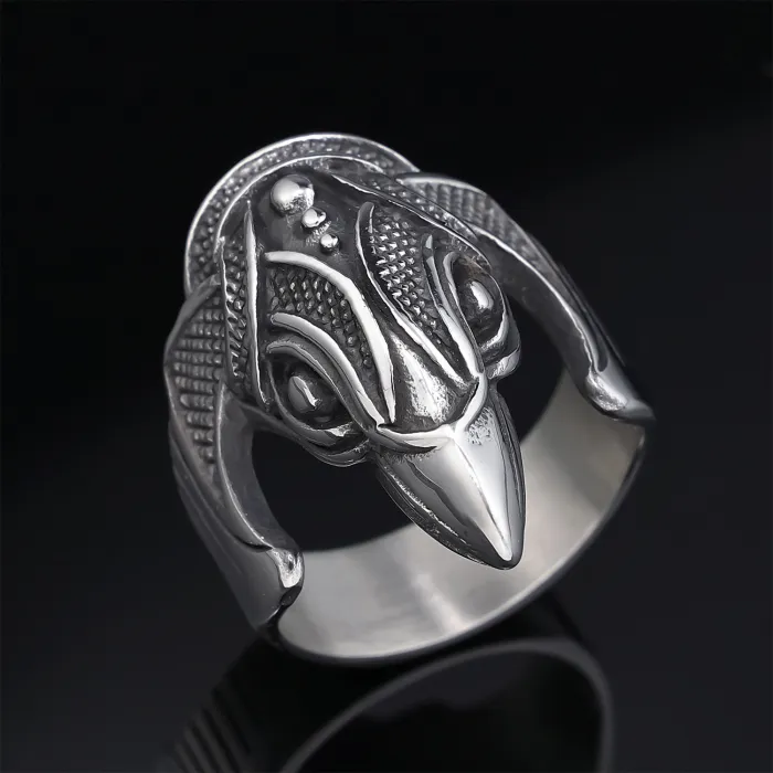 Factory Price Viking Raven Eagle Ring for Men – Retro Stainless Steel Norse Animal Signet Ring | Bulk Nordic Style Jewelry Supplier