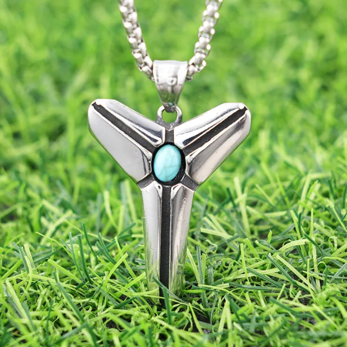 Factory Price Turquoise Pendant for Men – Stainless Steel Square Block Design | In Stock | One-Piece Dropshipping | European & American Style Jewelry