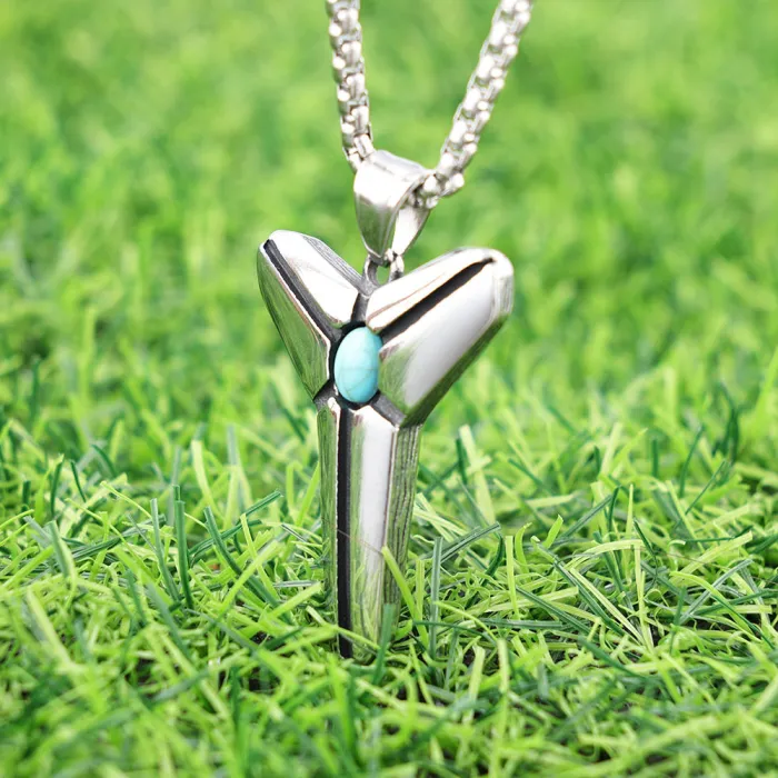 Factory Price Turquoise Pendant for Men – Stainless Steel Square Block Design | In Stock | One-Piece Dropshipping | European & American Style Jewelry