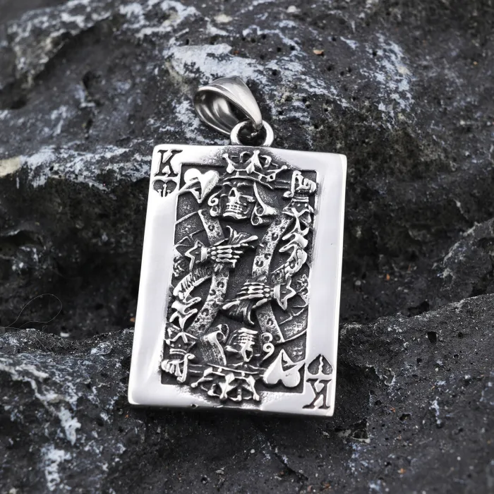 Black Spade K Poker Pendant Necklace – Men's Retro Hip-Hop Stainless Steel Jewelry, Street Style Ins Pendant for Wholesale & Bulk Supply