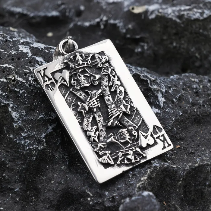 Black Spade K Poker Pendant Necklace – Men's Retro Hip-Hop Stainless Steel Jewelry, Street Style Ins Pendant for Wholesale & Bulk Supply