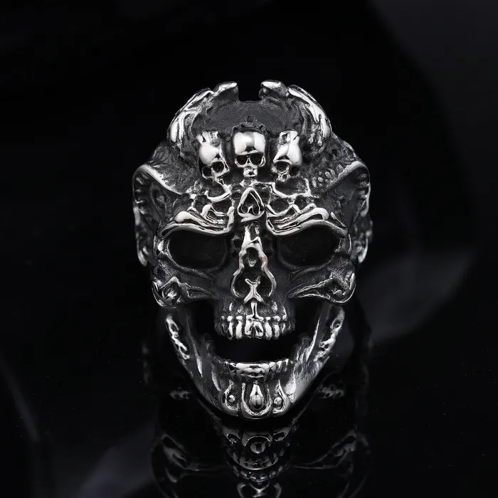 Rock Style Skull Ring Wholesale – Unisex Hip Hop Titanium Steel Halloween Jewelry, Punk Accessories for Men & Women, In Stock for Bulk Orders