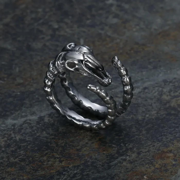 Wholesale Punk Open Ring for Men – Zodiac Goat Sign Stainless Steel Adjustable Band | Bulk Animal Jewelry Supplier