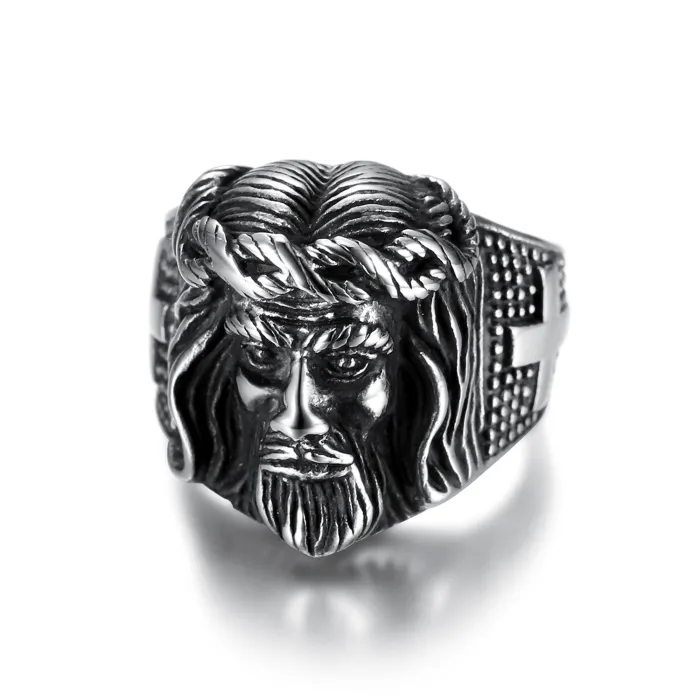 Bulk INS-Style Stainless Steel Cross Ring for Men – Personalized Titanium Steel Unisex Jewelry | Punk Fashion Finger Ring Supplier