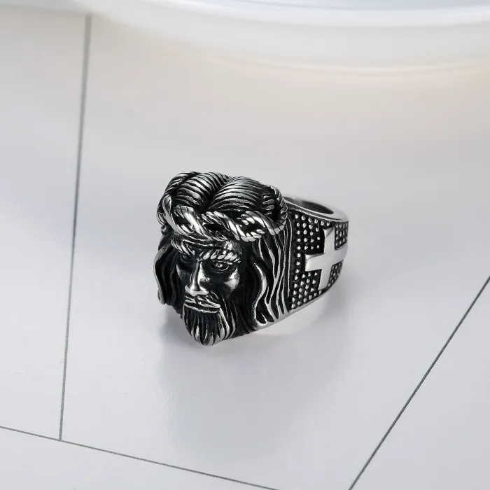 Bulk INS-Style Stainless Steel Cross Ring for Men – Personalized Titanium Steel Unisex Jewelry | Punk Fashion Finger Ring Supplier