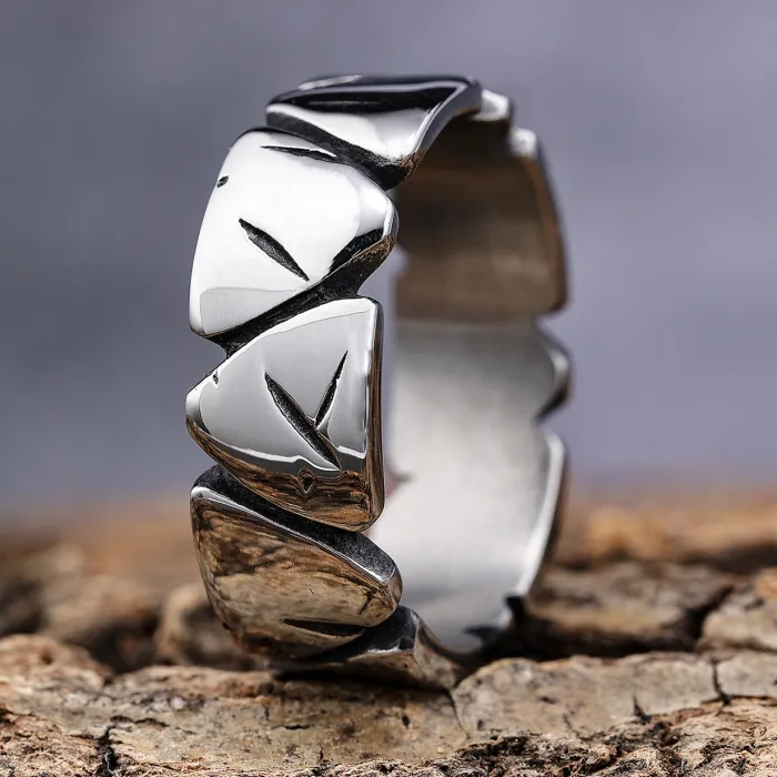 Wholesale Rock Hip-Hop Men's Ring – Scratch Textured Plain Band in Titanium Steel | Punk Style Stainless Steel Ring for Retail & Bulk Orders