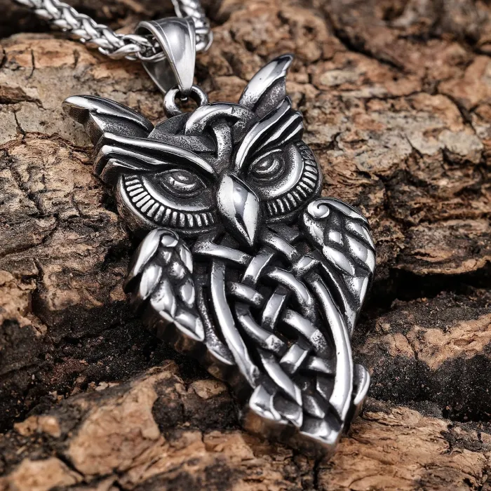 Wholesale Viking Owl Pendant – Animal Stainless Steel Jewelry for Men | Trendy Nordic Fashion Accessories Bulk Supply for Boutiques & Resellers