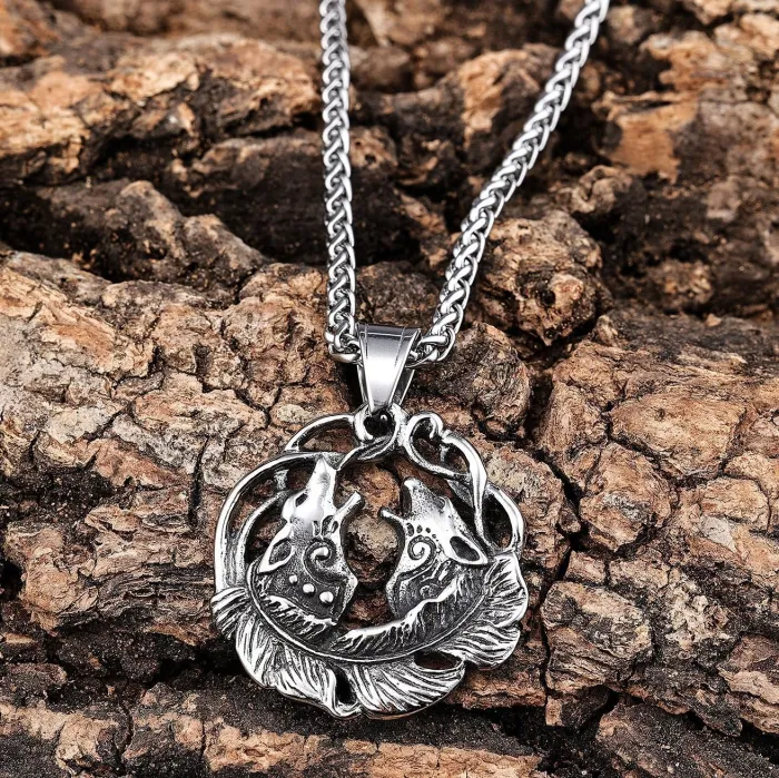 Bulk Viking Ice Wolf Pendant – Fierce Nordic Mythology Stainless Steel Jewelry | Wholesale Titanium Steel Men’s Necklace for Resellers