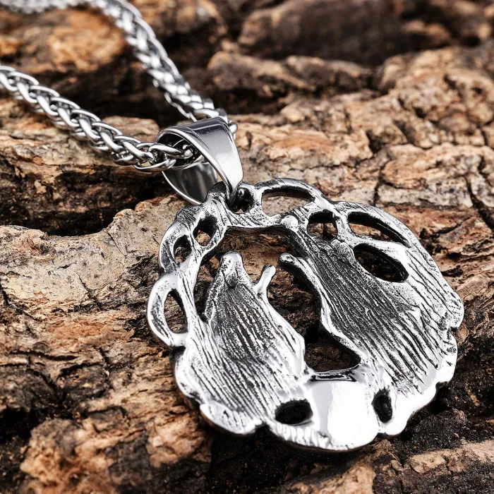Bulk Viking Ice Wolf Pendant – Fierce Nordic Mythology Stainless Steel Jewelry | Wholesale Titanium Steel Men’s Necklace for Resellers