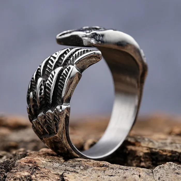 Wholesale Angel Wings Open Ring – Vintage Stainless Steel Titanium Women’s Adjustable Fashion Jewelry | Bulk Gothic & Retro Accessories Supplier