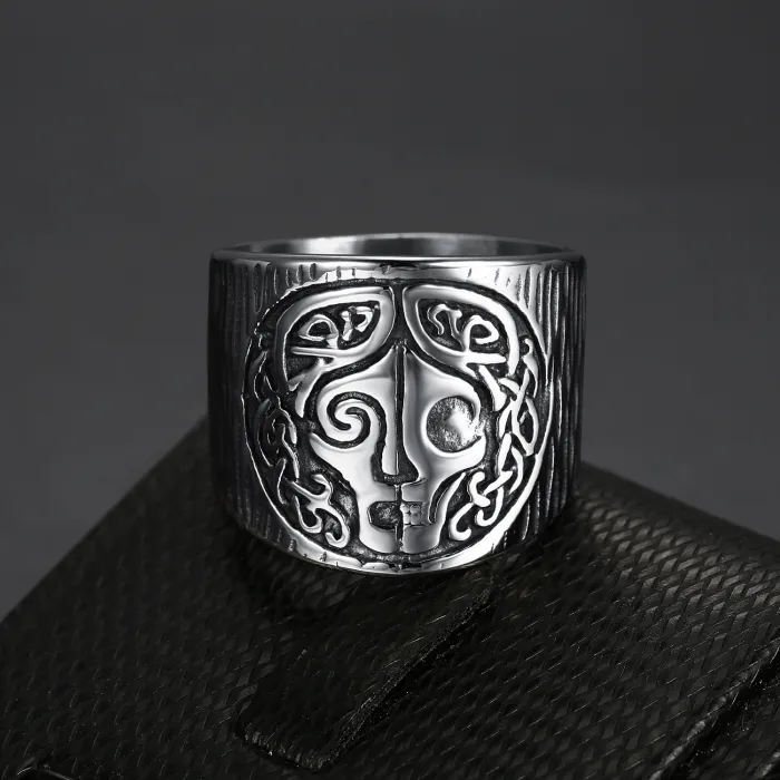 Wholesale Viking Style Titanium Steel Ring – Nordic Mythology Tribal Pattern Men's Jewelry, Ethnic Design, Bulk Stainless Steel Rings in Stock