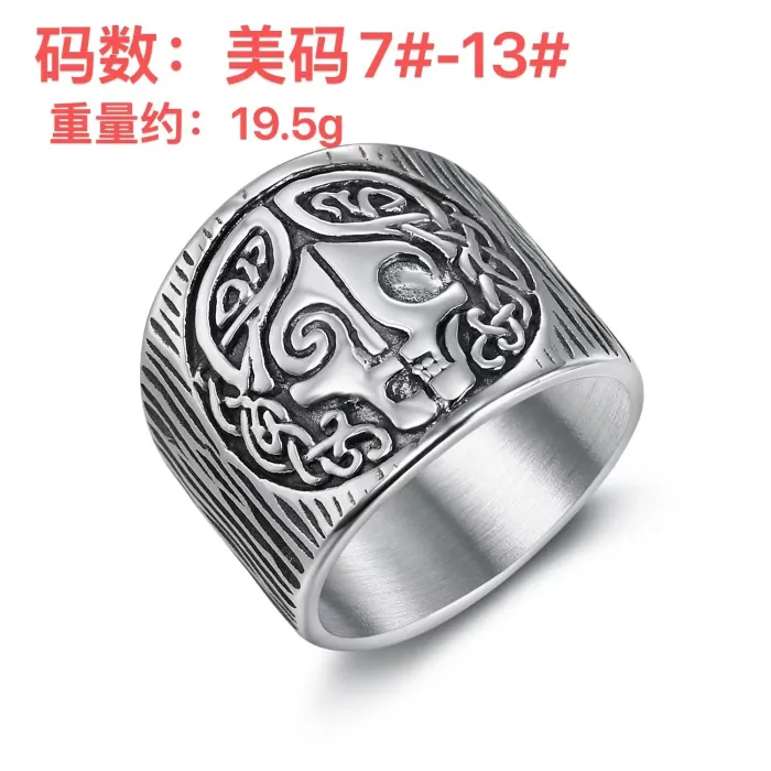 Wholesale Viking Style Titanium Steel Ring – Nordic Mythology Tribal Pattern Men's Jewelry, Ethnic Design, Bulk Stainless Steel Rings in Stock
