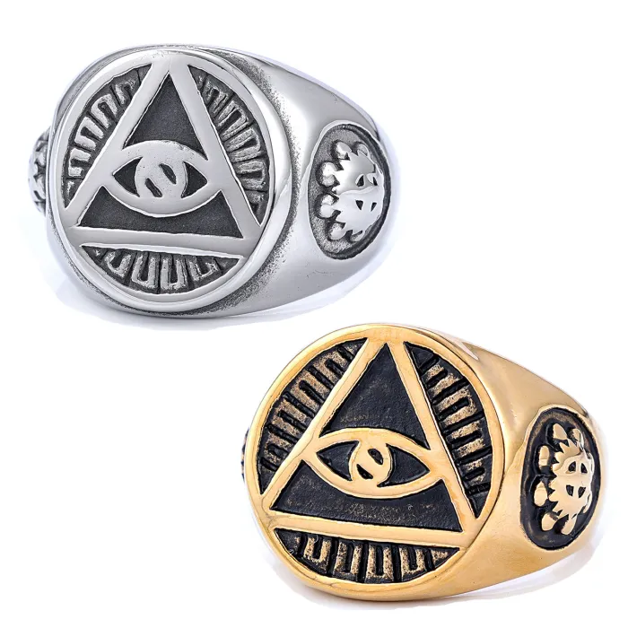 Wholesale Horus Eye Ring – Bold Stainless Steel Men's Statement Ring, Egyptian Style, Rust-Resistant Titanium Steel Jewelry