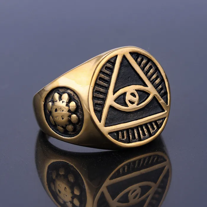 Wholesale Horus Eye Ring – Bold Stainless Steel Men's Statement Ring, Egyptian Style, Rust-Resistant Titanium Steel Jewelry