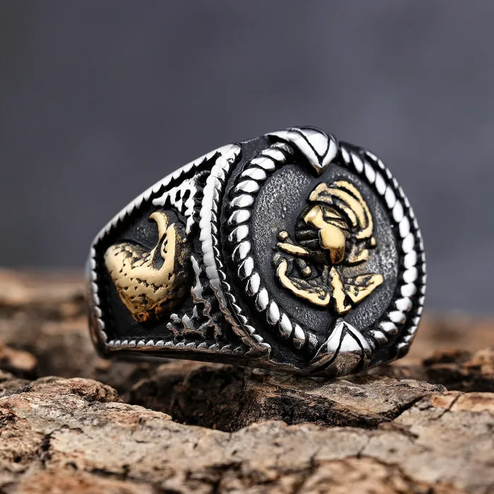Bulk Retro Biker Navy Ring – Stylish Stainless Steel Military Team Ring for Men | Fashion Motorcycle Punk Jewelry Wholesale