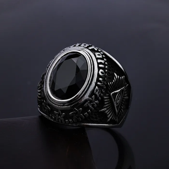 Wholesale Horus Eye Gemstone Titanium Steel Ring – Bold & Stylish Egyptian Design | Rust-Free Fashion Jewelry for Men | Bulk Supplier for Resellers