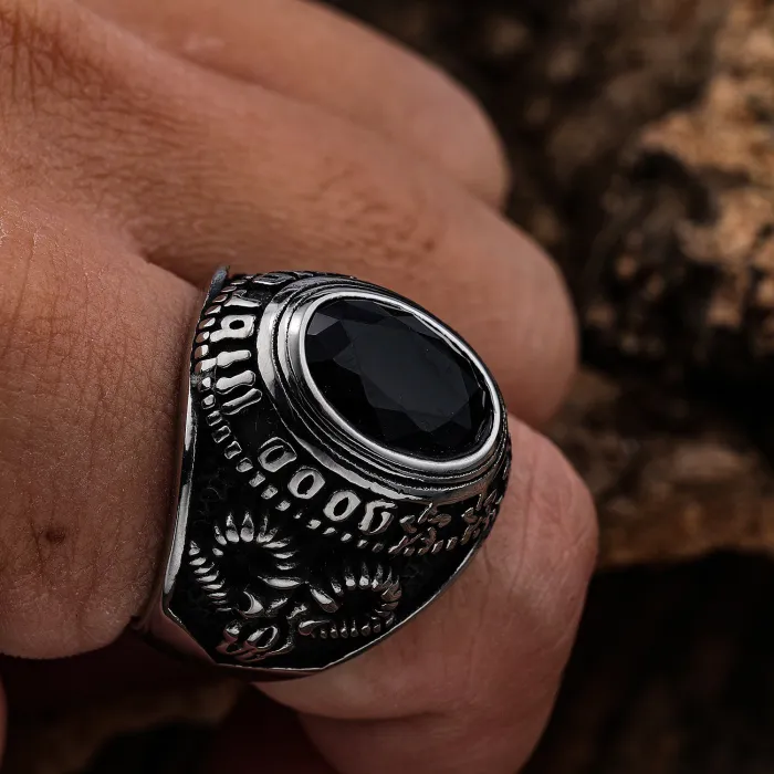 Wholesale Horus Eye Gemstone Titanium Steel Ring – Bold & Stylish Egyptian Design | Rust-Free Fashion Jewelry for Men | Bulk Supplier for Resellers