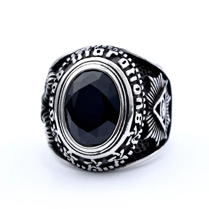 Wholesale Horus Eye Gemstone Titanium Steel Ring – Bold & Stylish Egyptian Design | Rust-Free Fashion Jewelry for Men | Bulk Supplier for Resellers