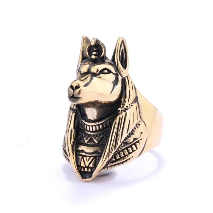 Wholesale Egyptian Anubis God Ring – Bold Jackal Head Design in Rust-Free Stainless Steel | Stylish Mythology Jewelry for Men | Bulk Fashion Supplier