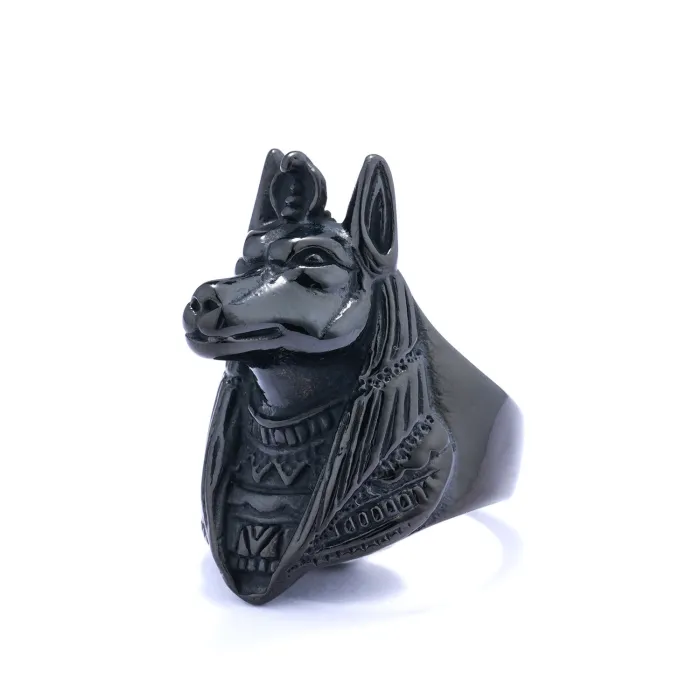 Wholesale Egyptian Anubis God Ring – Bold Jackal Head Design in Rust-Free Stainless Steel | Stylish Mythology Jewelry for Men | Bulk Fashion Supplier