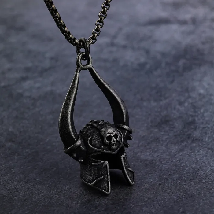 Hot-Selling Wholesale Gothic Skull Mask Pendant – Vintage-Style Stainless Steel Jewelry for Men | Bold Fashion Accessory in European Retro Design