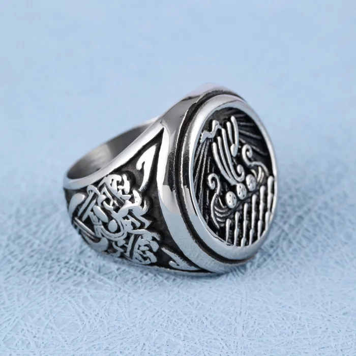 Hot-Selling Viking Nautical Signet Ring – Nordic Totem Stainless Steel Men’s Jewelry | Wholesale Fashion Rings, Factory Supply, In-Stock