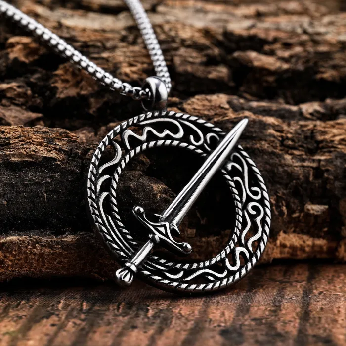 Hot Sale New Arrival Round Sword Pendant – Bold Stainless Steel Jewelry in Western Style | Fashion Accessories Wholesale Supplier