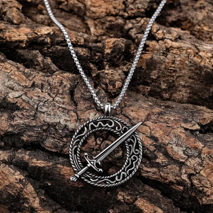 Hot Sale New Arrival Round Sword Pendant – Bold Stainless Steel Jewelry in Western Style | Fashion Accessories Wholesale Supplier