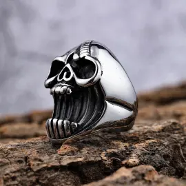 E-commerce Hot Selling Scream Skull Ring – Bold Punk Style Exaggerated Stainless Steel Statement Ring | Fashion Jewelry Wholesale - Jewelryto