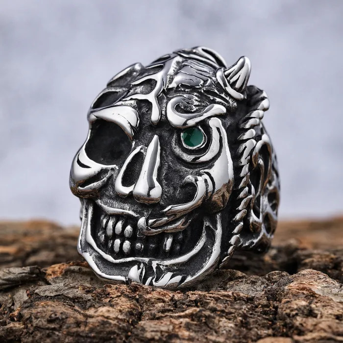 Hot Selling Skull Demon Ring for Men – Bold European Style Titanium Steel Punk Jewelry | Men's Fashion Accessories Wholesale