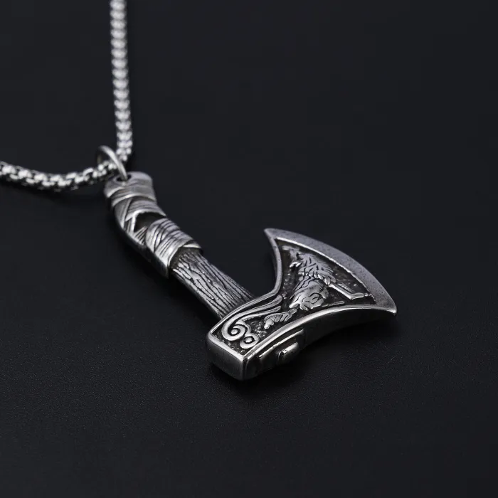 Vintage Viking Double Axe Pendant – Stainless Steel Nordic Warrior Necklace | Stylish Men's Jewelry Wholesale & Factory Supply