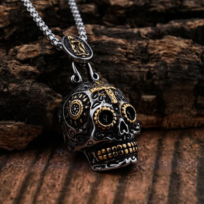 Wholesale Skull Cross Pendant – Bold Stainless Steel Gothic Necklace for Men | Punk Style Fashion Accessories Bulk Supply