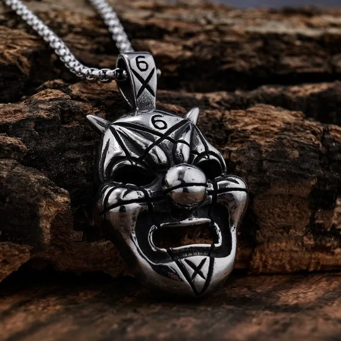 Wholesale Viking Series Band Mask Pendant – Retro Stainless Steel Necklace | Gothic Punk Style Fashion Jewelry Bulk Supplier