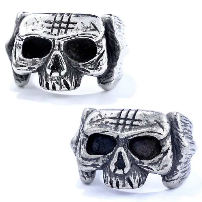 Trendy Scar Skull Ring for Men – Punk Style Titanium Steel Fashion Ring | Cool & Edgy Design, In-Stock Jewelry for Wholesale Bulk Orders