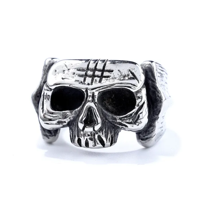 Trendy Scar Skull Ring for Men – Punk Style Titanium Steel Fashion Ring | Cool & Edgy Design, In-Stock Jewelry for Wholesale Bulk Orders