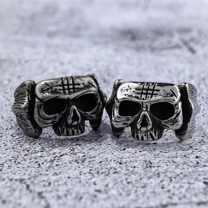 Trendy Scar Skull Ring for Men – Punk Style Titanium Steel Fashion Ring | Cool & Edgy Design, In-Stock Jewelry for Wholesale Bulk Orders