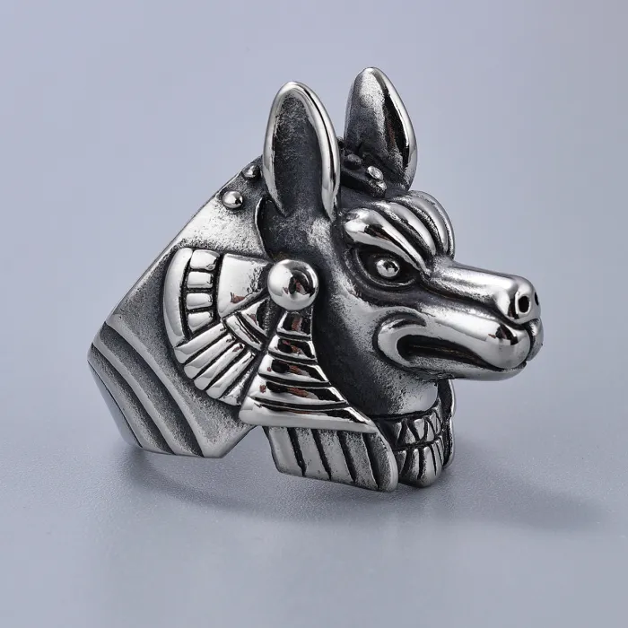 Vintage Stainless Steel Dog Head Ring – Punk Style Hypoallergenic Titanium Steel Pet Ring | Cool Animal Jewelry, In Stock for Wholesale & Bulk Orders