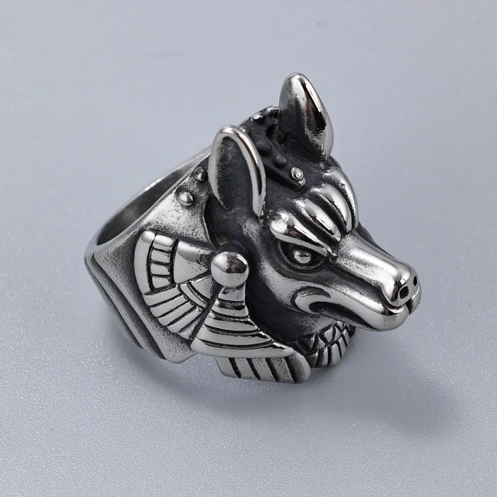 Vintage Stainless Steel Dog Head Ring – Punk Style Hypoallergenic Titanium Steel Pet Ring | Cool Animal Jewelry, In Stock for Wholesale & Bulk Orders