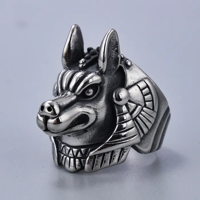 Vintage Stainless Steel Dog Head Ring – Punk Style Hypoallergenic Titanium Steel Pet Ring | Cool Animal Jewelry, In Stock for Wholesale & Bulk Orders
