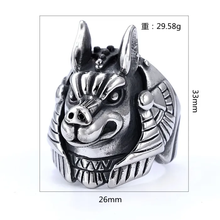 Vintage Stainless Steel Dog Head Ring – Punk Style Hypoallergenic Titanium Steel Pet Ring | Cool Animal Jewelry, In Stock for Wholesale & Bulk Orders
